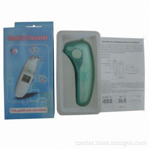 Digital infrared ear thermometer, easy operation and readable LCD display, last ten memories